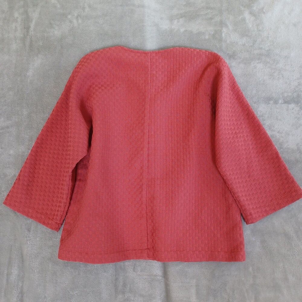 Chicos Sz 1/ M Artsy Boxy Topper Jacket Blazer Casual Relaxed Textured Coral Red - Picture 2 of 9